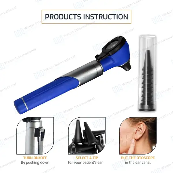 13 Pcs Mini Fiber Optic Otoscope Set- Royal Blue - surgical instruments manufactured by Waqar International, Sialkot - view 5