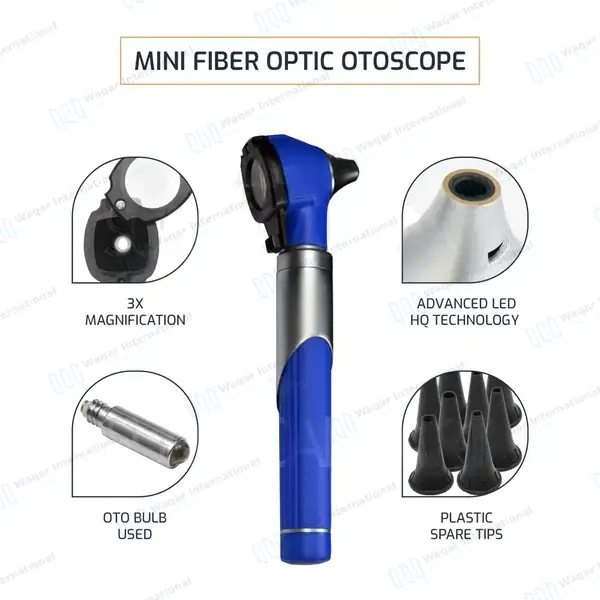 13 Pcs Mini Fiber Optic Otoscope Set- Royal Blue - surgical instruments manufactured by Waqar International, Sialkot - view 6