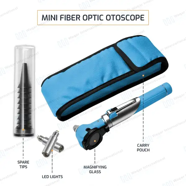 13 Pcs Mini Fiber Optic Otoscope Set – Sky Blue - surgical instruments manufactured by Waqar International, Sialkot - view 4