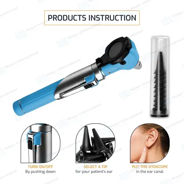 13 Pcs Mini Fiber Optic Otoscope Set – Sky Blue - surgical instruments manufactured by Waqar International, Sialkot - view 5