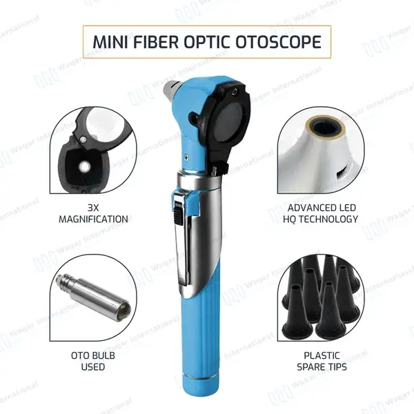 13 Pcs Mini Fiber Optic Otoscope Set – Sky Blue - surgical instruments manufactured by Waqar International, Sialkot - view 6