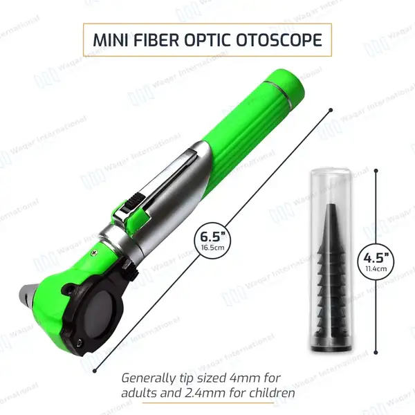 13 Pcs Mini Fiber Optic Otoscope Set – Light Green - surgical instruments manufactured by Waqar International, Sialkot - view 3
