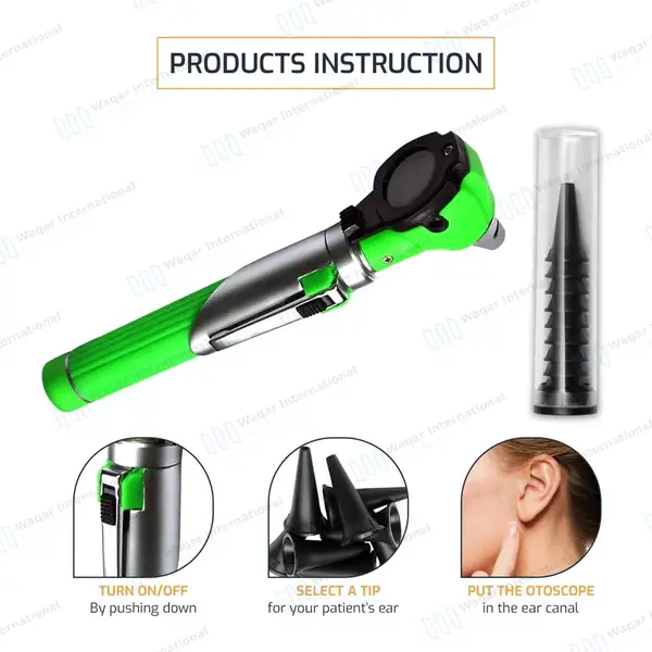 13 Pcs Mini Fiber Optic Otoscope Set – Light Green - surgical instruments manufactured by Waqar International, Sialkot - view 5