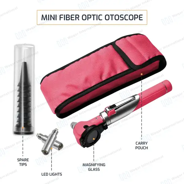 13 Pcs Mini Fiber Optic Otoscope Set – Pink - surgical instruments manufactured by Waqar International, Sialkot - view 4