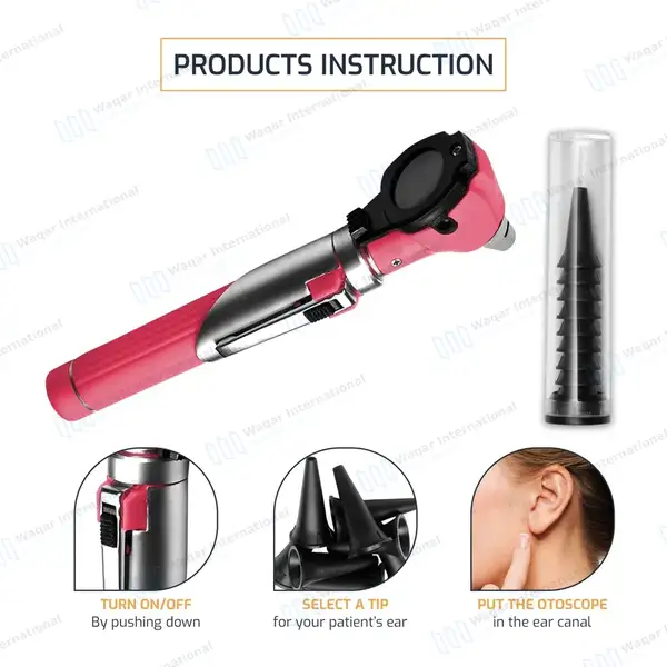 13 Pcs Mini Fiber Optic Otoscope Set – Pink - surgical instruments manufactured by Waqar International, Sialkot - view 5