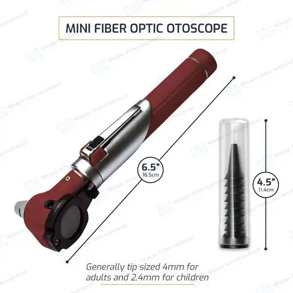 13 Pcs Mini Fiber Optic Otoscope Set – Burgundy - surgical instruments manufactured by Waqar International, Sialkot - view 3