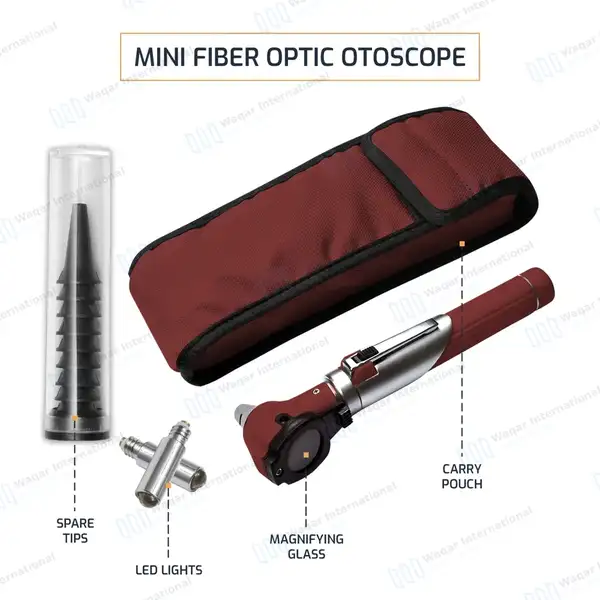 13 Pcs Mini Fiber Optic Otoscope Set – Burgundy - surgical instruments manufactured by Waqar International, Sialkot - view 4