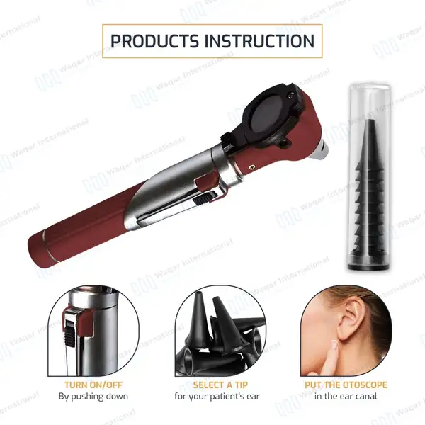 13 Pcs Mini Fiber Optic Otoscope Set – Burgundy - surgical instruments manufactured by Waqar International, Sialkot - view 5