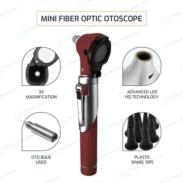 13 Pcs Mini Fiber Optic Otoscope Set – Burgundy - surgical instruments manufactured by Waqar International, Sialkot - view 6