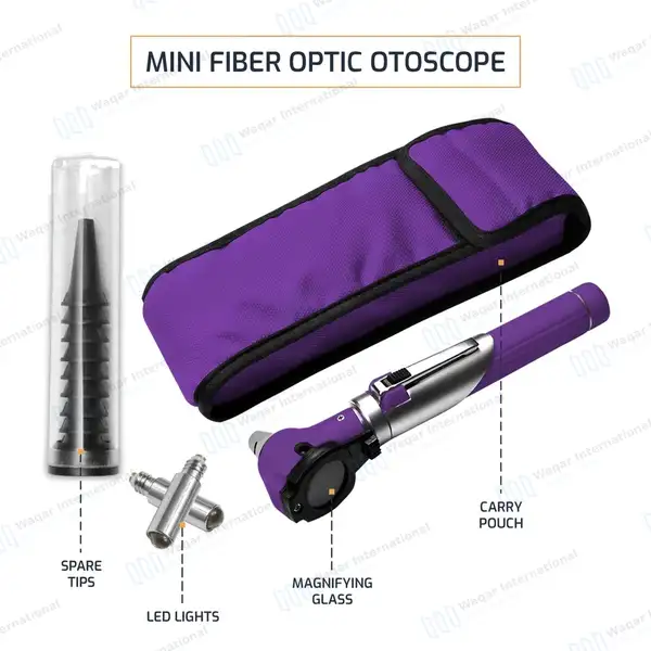 13 Pcs Mini Fiber Optic Otoscope Set – Purple - surgical instruments manufactured by Waqar International, Sialkot - view 4