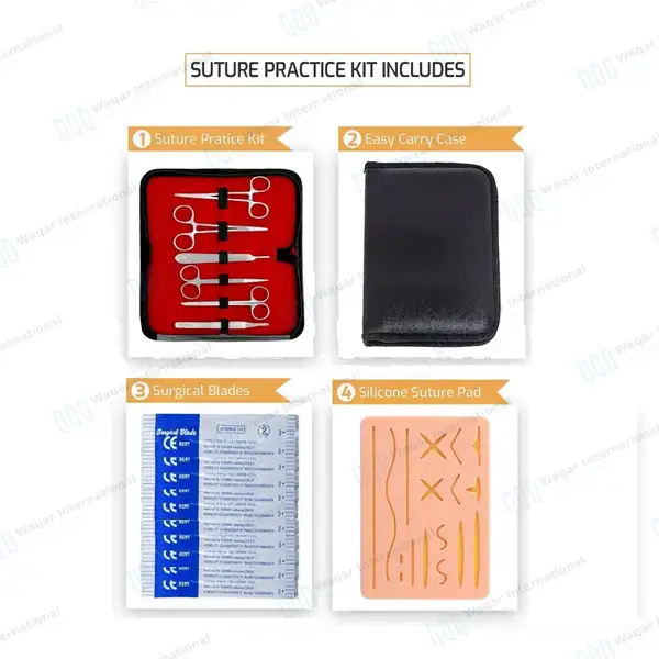 27 Pcs Suture Practice Kit with Pad for Medical Veterinary Students - surgical instruments manufactured by Waqar International, Sialkot - view 6