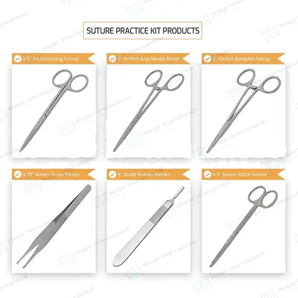 32 Pcs Suture Practice Kit with Pad for Medical Veterinary Students - surgical instruments manufactured by Waqar International, Sialkot - view 3