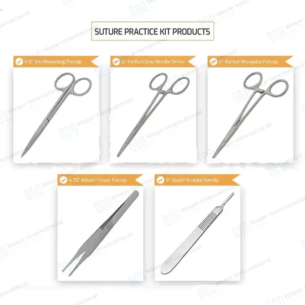 15 Pcs Practice Suture Training Kit for Medical Veterinary - surgical instruments manufactured by Waqar International, Sialkot - view 4
