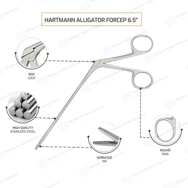 Hartmann Alligator Ear Forceps 6.5″ - surgical instruments manufactured by Waqar International, Sialkot - view 3