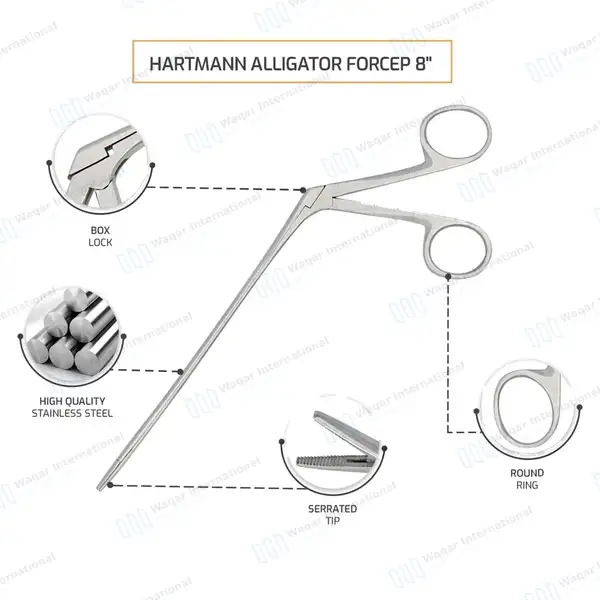 Hartmann Alligator Ear Forceps 8″ - surgical instruments manufactured by Waqar International, Sialkot - view 3