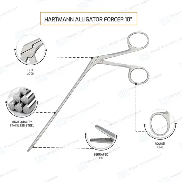 Hartmann Alligator Ear Forceps 10″ - surgical instruments manufactured by Waqar International, Sialkot - view 3
