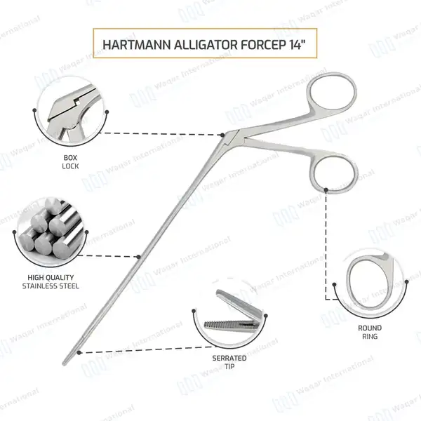 Hartmann Alligator Ear Forceps 14″ - surgical instruments manufactured by Waqar International, Sialkot - view 4