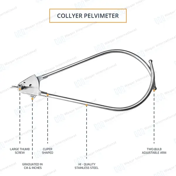 Collyer Pelvimeter 12″ Graduated in CM & Inches - surgical instruments manufactured by Waqar International, Sialkot - view 3