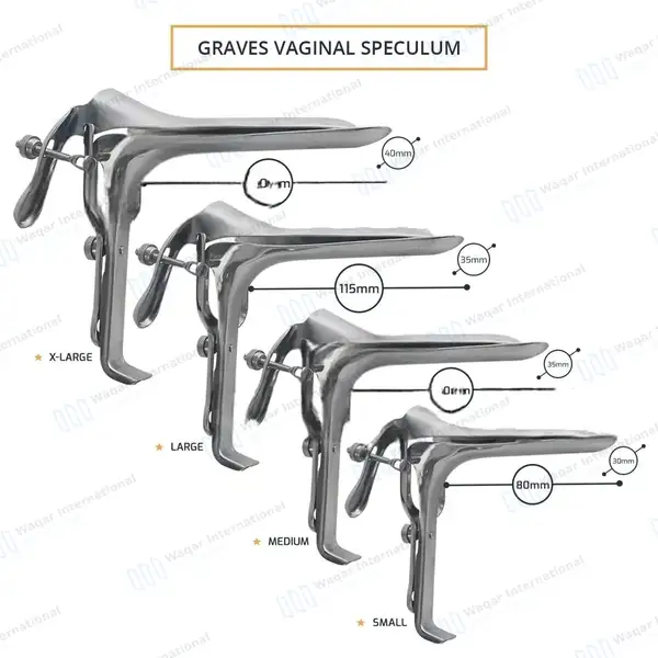 4 Graves Vaginal Speculum Small, Medium, Large & X-Large - surgical instruments manufactured by Waqar International, Sialkot - view 3