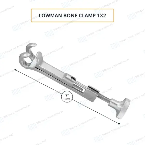 Lowman Bone Clamp 7″ 1×2 Prong Jaws 1″ Wide - orthopedic instruments manufactured by Waqar International, Sialkot - view 3