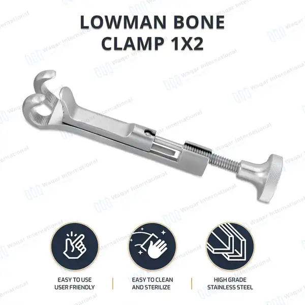 Lowman Bone Clamp 7″ 1×2 Prong Jaws 1″ Wide - orthopedic instruments manufactured by Waqar International, Sialkot - view 10