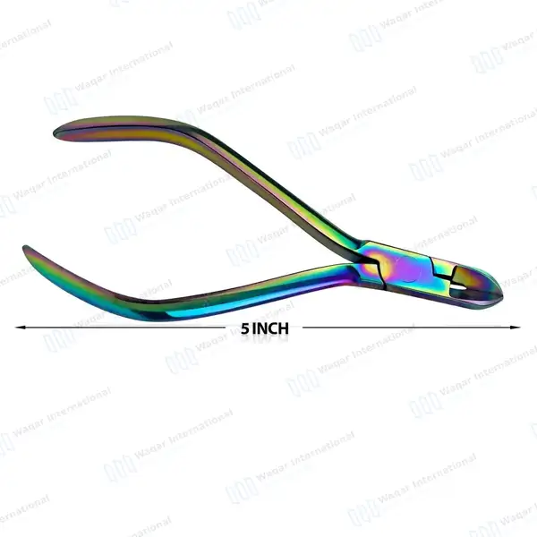 5 Pcs Rainbow Hard Wire Cutter 15 Degree Curved Orthodontic Plier - surgical instruments manufactured by Waqar International, Sialkot - view 3