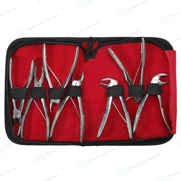 7 Pcs Pedo Extracting Forceps Set with Carrying Case - surgical instruments manufactured by Waqar International, Sialkot - view 2