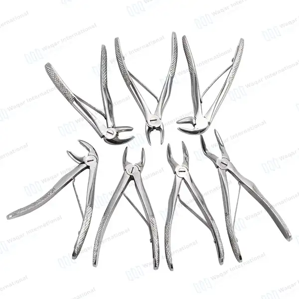 7 Pcs Pedo Extracting Forceps Set with Carrying Case - surgical instruments manufactured by Waqar International, Sialkot - view 3