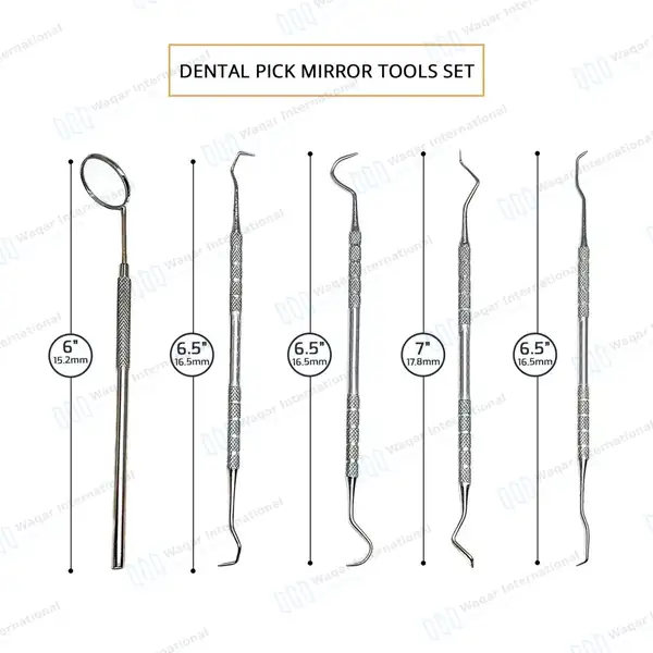 5 Pcs Dental Pick Tools Set - surgical instruments manufactured by Waqar International, Sialkot - view 2