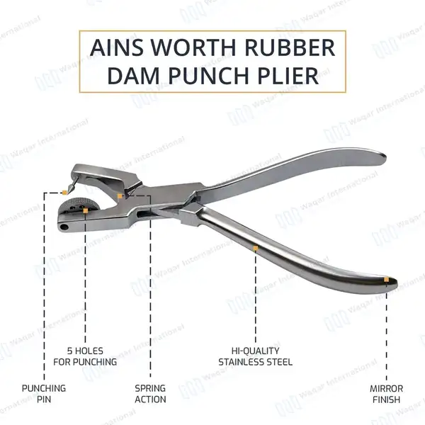 18 Pcs Rubber Dam Starter Kit with Frame Puncher Ivory Clamps - surgical instruments manufactured by Waqar International, Sialkot - view 6