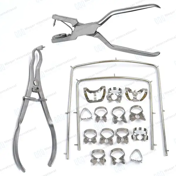 18 Pcs Rubber Dam Starter Kit with Frame Puncher Ivory Clamps - surgical instruments manufactured by Waqar International, Sialkot - view 11
