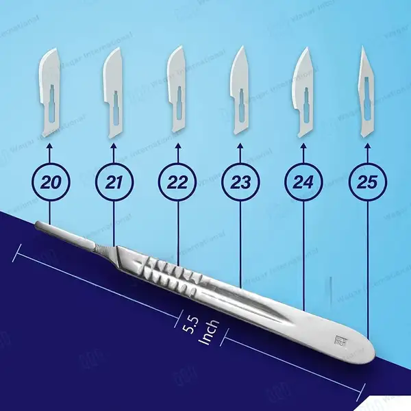 10 Sterile Surgical Blades #25 with Scalpel Knife Handle #4 - surgical instruments manufactured by Waqar International, Sialkot - view 3