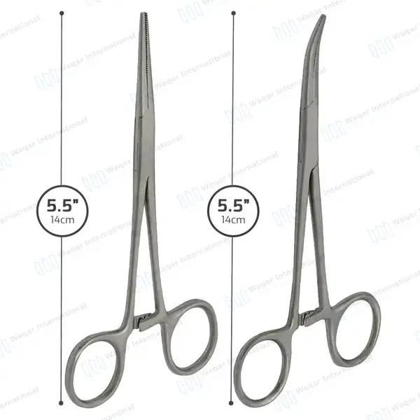 10 Pcs Kelly Hemostat Forceps 5.5″ Set Straight Curved - surgical instruments manufactured by Waqar International, Sialkot - view 4