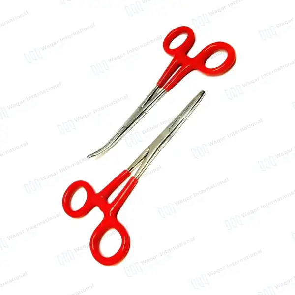 Hemostat Forceps Straight & Curved with Grip Handle - surgical instruments manufactured by Waqar International, Sialkot - view 2