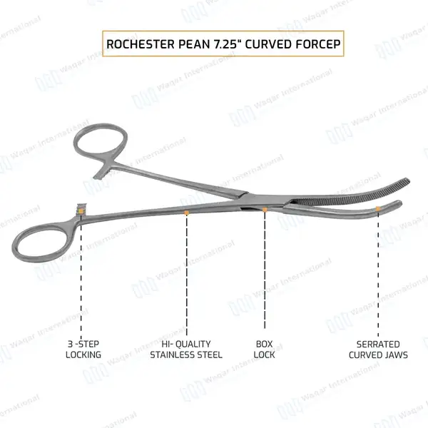 Fishing Hemostat 7.25″ Curved Pean Forceps Locking Clamps - surgical instruments manufactured by Waqar International, Sialkot - view 4