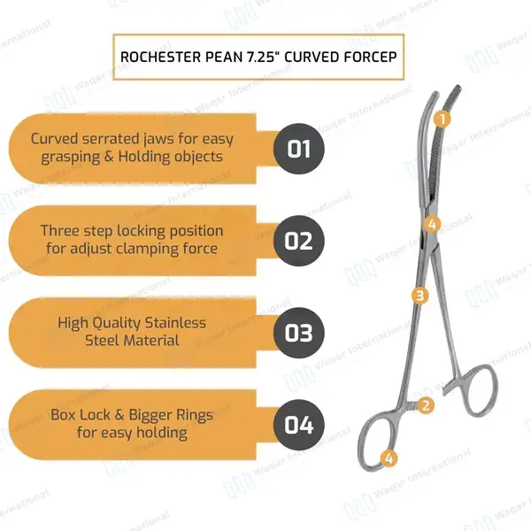 Fishing Hemostat 7.25″ Curved Pean Forceps Locking Clamps - surgical instruments manufactured by Waqar International, Sialkot - view 6
