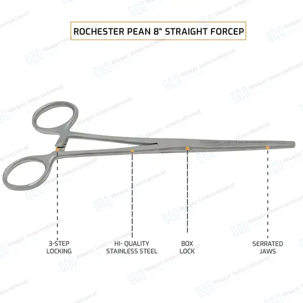 Fishing Hemostat Forceps 8″ Straight Locking Clamps - surgical instruments manufactured by Waqar International, Sialkot - view 4