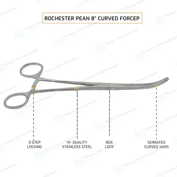 Fishing Hemostat Forceps 8″ Curved Pean Locking Clamps - surgical instruments manufactured by Waqar International, Sialkot - view 4