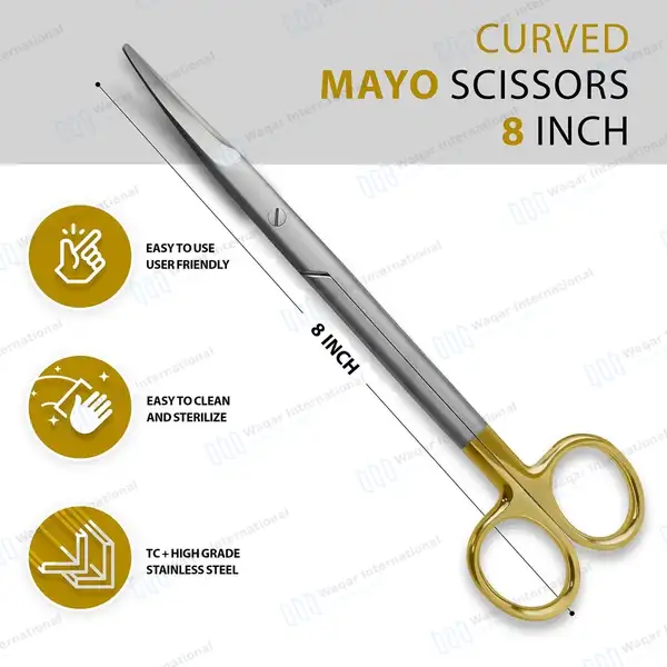 TC Mayo Dissecting Scissors 8″ Curved - surgical instruments manufactured by Waqar International, Sialkot - view 3