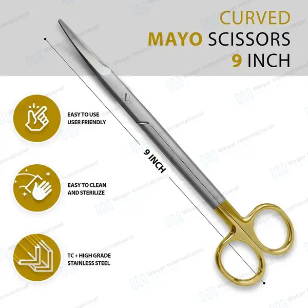 TC Mayo Dissecting Scissor 9″ Curved - surgical instruments manufactured by Waqar International, Sialkot - view 3