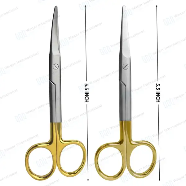 Set of 2 TC Mayo Dissecting Scissors 5.5″ Straight & Curved - surgical instruments manufactured by Waqar International, Sialkot - view 3