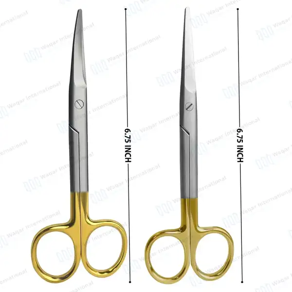 Set of 2 TC Mayo Dissecting Scissors 6.75″ Straight & Curved - surgical instruments manufactured by Waqar International, Sialkot - view 3