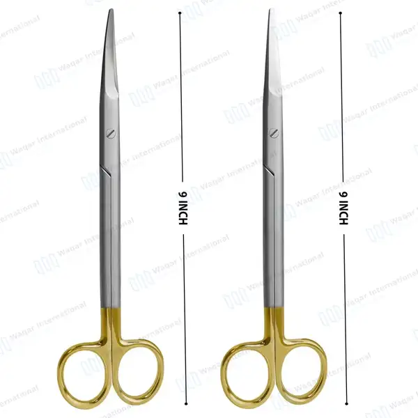 Set of 2 Pcs Tc Mayo Scissors 9″ Straight & Curved - surgical instruments manufactured by Waqar International, Sialkot - view 3
