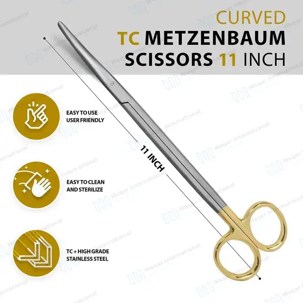 TC Metzenbaum Dissecting Scissors 11″ Curved - surgical instruments manufactured by Waqar International, Sialkot - view 3