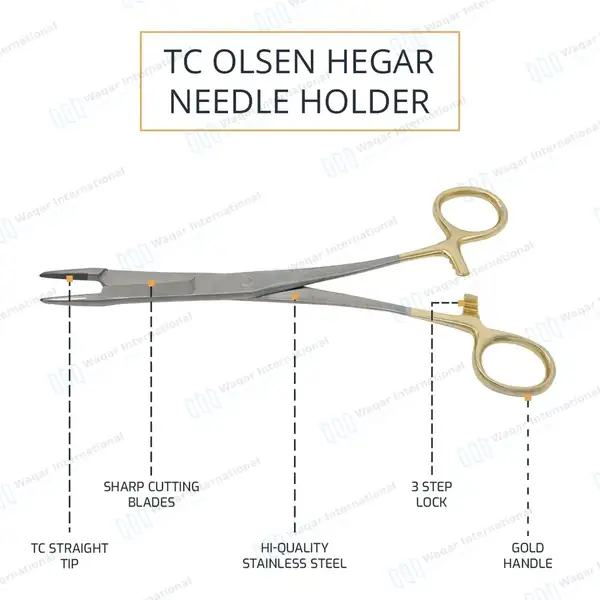 TC Olsen Hegar Needle Holder with Scissor 5.5″ - surgical instruments manufactured by Waqar International, Sialkot - view 4