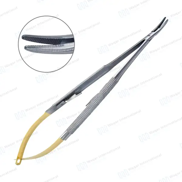 2 Pcs TC Castroviejo Needle Holders Set 7″ Straight & Curved - surgical instruments manufactured by Waqar International, Sialkot - view 2