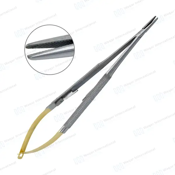 2 Pcs TC Castroviejo Needle Holders Set 7″ Straight & Curved - surgical instruments manufactured by Waqar International, Sialkot - view 3