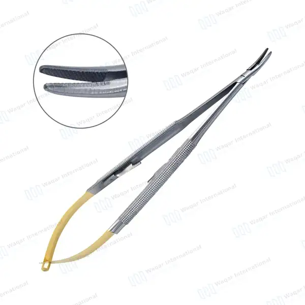 2 Pcs TC Castroviejo Needle Holders Set 5.5″ Straight & Curved - surgical instruments manufactured by Waqar International, Sialkot - view 2