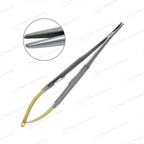 2 Pcs TC Castroviejo Needle Holders Set 5.5″ Straight & Curved - surgical instruments manufactured by Waqar International, Sialkot - view 3