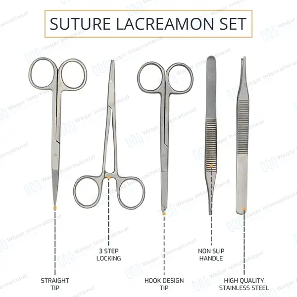 5 Pcs Suture Lacreamon Set - surgical instruments manufactured by Waqar International, Sialkot - view 9